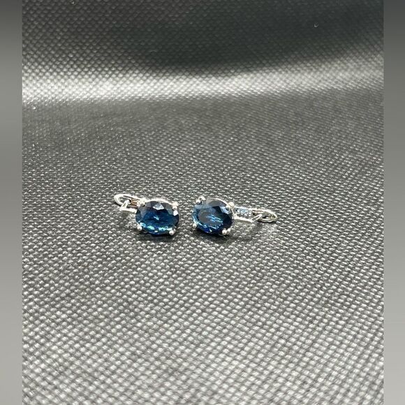 Anthro Sterling Silver 925 Oval Blue Zircon Earrings** - Picture 6 of 6